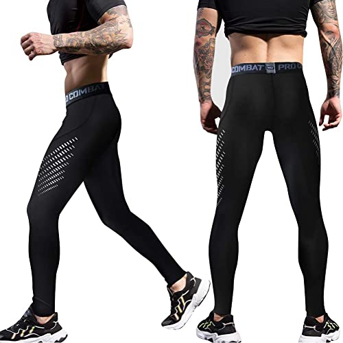3 Pack Men's Thermal Compression Pants, Athletic Running Tights & Sports Leggings, Winter-Gear Base Layer Bottoms (Medium) Black #TOP3