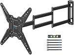 BONTEC TV Wall Mount for 26–65 Inch Flat and Curved Screens with 37.4 Inch Long Extension, Full Motion Swivel Design, Heavy Duty Bracket for Corner or Monitor Setup, Max VESA 400x400, Holds 77 lbs