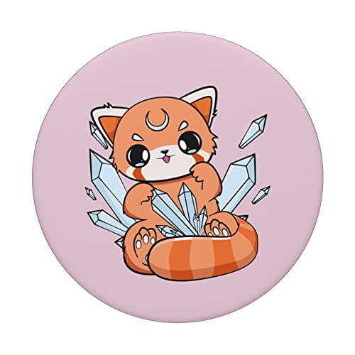 Kawaii Pastel Goth Red Panda Cute Chibi Anime Otaku PopSockets Swappable PopGrip, Black - Image 3