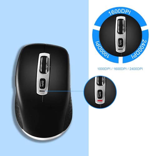 Image of cimetech Wireless Bluetooth Mouse, Computer Mouse, Slim Noiseless Optical Wireless Mice with 2400 DPI Compatible for Laptop, ipad, Mac (BT4.0+2.4G Dual Mode - Black)