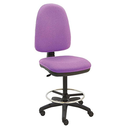 Centrosilla Taburete Giratorio Oficina ergonómico Torino, Regulable en Altura y Profundidad, aro reposapiés Cromado Regulable con Ruedas (Morado) Cover