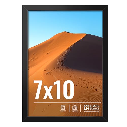LaVie Home 7x10 Picture Frame for Wall Display, 7x10 Black Picture Frame with HD Plexiglas, 7 x 10 Frame 1 Pack, Display Frame for Vertical or Horizontal, Classic Collection