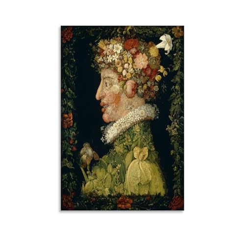 Giuseppe Arcimboldo - Spring Famous Painting�A�[�g���[�N�{�[�h�A�E�H�[���X�e�b�J�[�A�C���e���A�f�U�C���|�X�^�[�A�����◾�̑����A�V�z�j���̃M�t�g�B 12x18inch(30x45cm) Unframe-style