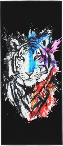 水彩画 虎 タイガー タオル フェイスタオル マイクロファイバー ホテル仕様 ふわふわ 柔らか肌ざわり ハンドタオル 吸水速乾 薄手 バス用品 プレゼント 12x27.5in