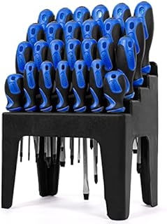 Stark 26-piece Screwdriver with Stand Slotted Philips Pozi Star Organizing Set Magnetic Tip Screw Driver with Rack
