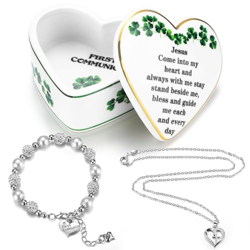 Idée cadeau communion fille : lot collier croix, bracelet trèfle et boîte FoldTier