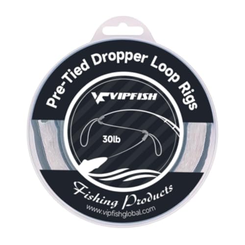 Vipfish 80 Pre-Tied Dropper Loops, 30LB Monofilament Fishing Line, 16 Inch Spacing with 5-6 Inch Loop, Saltwater Freshwater Fishing Leader Rigs for Bottom Fishing