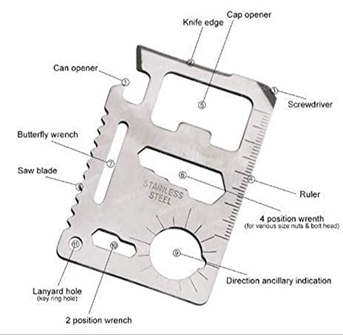 Image of Multi-Purpose 11 in 1 Credit Card Size Wallet Ninja Pocket Tool Small Silver