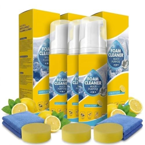 4-in-1 Foam Cleaner All-Purpose | Multifunctional Foam Cleaner For Car, Shoes, Kitchen, Bath, Sofa, Carpet - Removes Grease, Stains & Odors (3PCS)