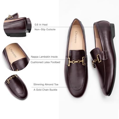 Image of C.Paravano Loafers for Women | Penny Loafers | Slip-on Flats Shoes | Moccasin for Walking | Women's Loafer Flat | Business Casual Shoe