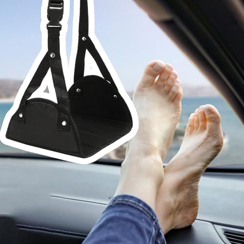 Hamaca de pie para avión | Reposapiés anticaídas para avión con correa ajustable | Reposapiés, material aireado para viaje, hogar, oficina, tren autobús de coche - imagen 3