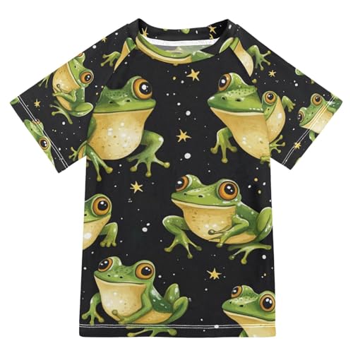 Kids Swimsuit Cute Cartoon Frog Green Sunscreen T-Shirts Swimwear Sets UPF 50+