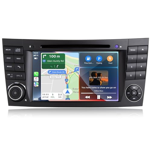 Radio Android de 7'' para Mercedes-Benz Clase E W211 Clase CLS W219, CarPlay por Cable & Android Auto, Navegación GPS, Bluetooth, WiFi, MirrorLink, FM, Control del Volante, Reproductor CD, 2+32G