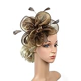 Material: malla, organza, plumas, viene con una diadema y un clip de cocodrilo. Este delicado y magnífico Fascinator está hecho a mano con exquisita mano de obra.
