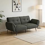 canapé convertible gris et blanc DIMENSIONS GÉNÉREUSES : Mesurant 190 cm de longueur avec une profondeur d’assise de 49 cm, une hauteur d’assise de 47 cm et une hauteur de dossier de 36 cm en position verticale, offrant un espace assise confortable qui se transforme en une surface de couchage spacieuse de 158 cm x 96 cm lorsqu’il est entièrement étendu