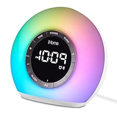 i Home Sunrise Alarm Clock Radio with Bluetooth Speaker, Color Changing Lamp, and USB Charging (i