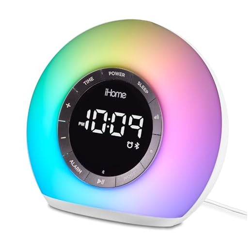 iHome Sunrise Alarm Clock Radio with Bluetooth Speaker, Color Changing Lamp, and USB Charging (iBT32)