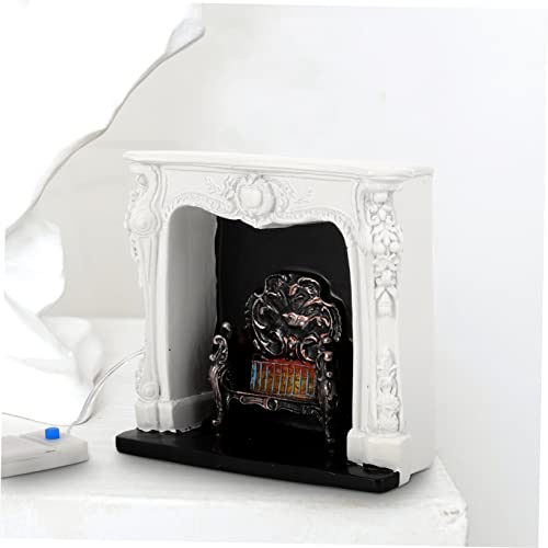 Coheali 2Pcs Dollhouse Miniature Dolls Rococo Decor Miniature House Dollhouse Fireplace Mini Wood Fireplace Prop 1:12 Mini House Fireplace Mini Furniture For Mini House Doll Furniture #TOP6