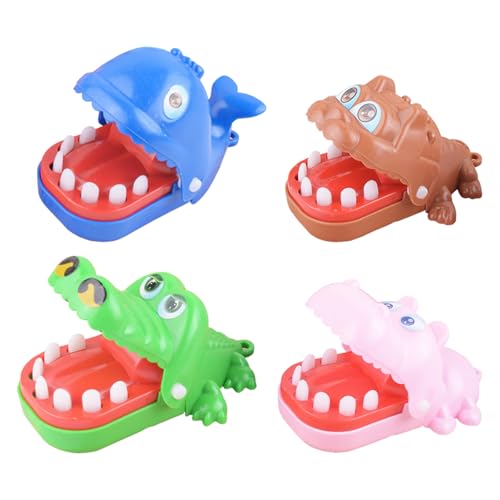 ASQzhuLIWing 4 peças Jogo de brinquedos com dedos mordidos crocodilo conjunto de dentes brinquedos de reação divertida clássicos adequados para presentes de festa de entretenimento familiar cor