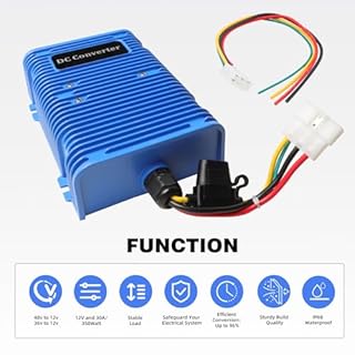 Roykaw Golf Cart Voltage Reducer Regulator,36 or 48V to 12V DC Converter,30A/350Watt, Universal Compatible with EZGO, Club Car, Yamaha and Most Golf Carts