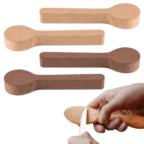 4 PCS Spoon Carving Kit,Unfinished Wooden Carvings Spoon,for Whittling Unfinished