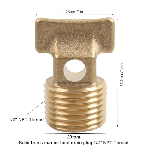 Bouchon de vidange en laiton de haute précision 1,27 cm NPT Garboard pour coque de bateau