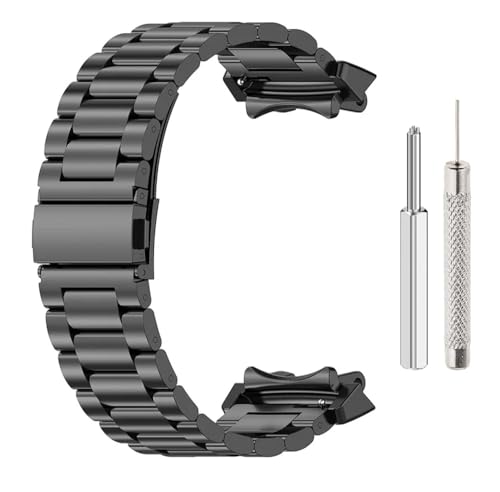 Image of OBOE Stainless Steel Watch Strap for Amazfit T-Rex 3, Black | Compatible with Amazfit T-Rex 3, Sports Watch Band, Watch Not Included