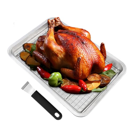 Kochkorb für beim Grillen, Set mit 2 Grillkörben | rechteckiger Käfig aus Edelstahl mit flachem Boden mit großer Öffnung und rutschfestem Griff für Fisch