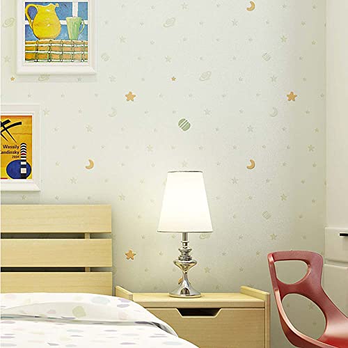 Papier peint non tissé 3D relief haut de gamme étoiles et lune - 3