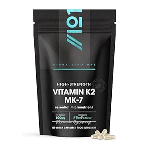 Vitamin K2 MK-7 600mcg – 120 Vegan Capsules – Fermented Natto Based Vegan Vitamin K – Supports Bone Health – Resealable and Recyclable Pouch by Alpha01