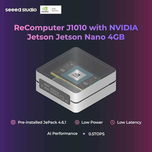 Image of Seeed studio NVIDIA Jetson Nano Edge AI Device - reComputer J1010 Kit, Aluminium Case, Pre-Installed Jetpack System. Mini PC with 0.5 TFLOPs (FP16), Power Supply NOT Included