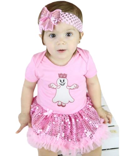 Body de tutú de fantasma princesa para sesiones de fotos de bebé en Halloween rosa