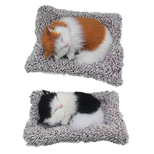 HAMILO 眠る猫のオブジェ 車内インテリア 消臭 活性炭入り 2色セット (ぶち猫)