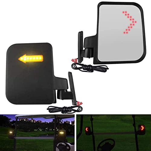 Golf Cart Side Mirrors With Led Turn Signal Light Golf Cart Rear View Mirrors For Club Car Ezgo Yamaha Side Mirrors Golf Cart #TOP2