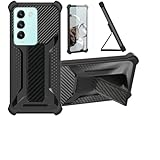 bojioderf Coque pour Vivo T3 5g Coque �tui Case Cover Hybride [avec Protection d'�cran en Verre tremp�] [Support magn�tique Pliable] [givr� r�sistant aux Empreintes digitales] Noir