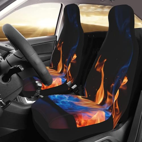 Fundas de asiento de coche con acabado antideslizante y diseño de llama azul 2