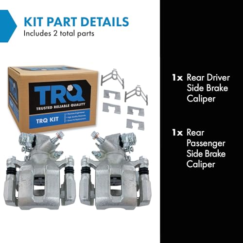 Image of TRQ Rear Driver and Passenger Side Brake Caliper Set Caliper Brackets Hardware Compatible with 2002-2006 Acura RSX 2002-2005 Honda Civic SI 2.0L I4