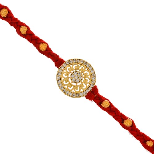 Image of eCraftIndia Floral Diamond Rakhi with Roli Chawal Pack | Rakhi for Brother Bhaiya Bhai