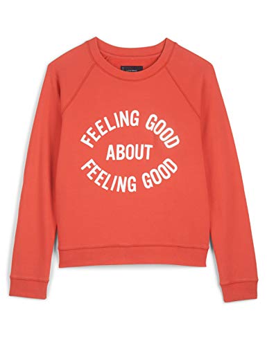 Lucky Brand Women's Long Sleeve Crew Neck Feeling Good Graphic Sweatshirt, Bittersweet, XS