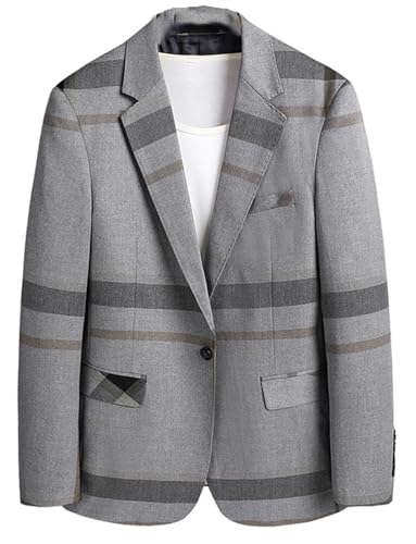 Blazer à carreaux pour hommes veste décontractée à un bouton coupe ajustée élégante