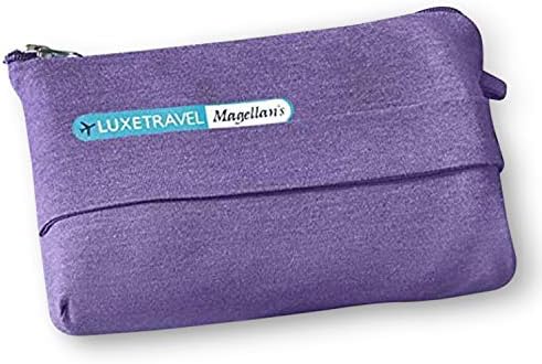 SAGEFINDS Top Quality Soft Travel Blanket with Bag | Doubles as a Pillow | Airplane, Car, Office, Home | Lightweight and Cozy | Portable and Compact | Back Strap Attaches to Luggage | Purple