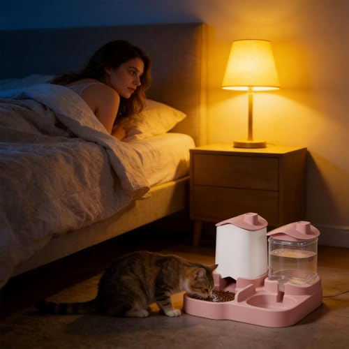 Réservoir d'eau pour chat et gamelle automatique pour week-end en toute sérénité