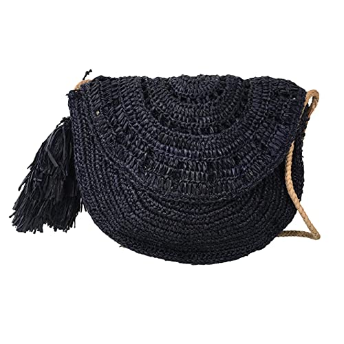 Lila Women's Crocheted Raffia Straw Flap Crossbody Bag O/S