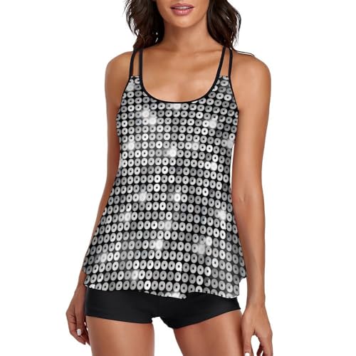Ensembles bikini tankini haut de gamme aux reflets paillettes d'argent