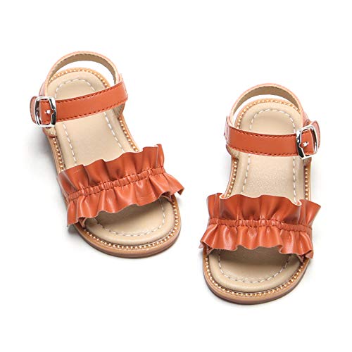 Felix & Flora Girls Sandals - Toddler Girl Dress Shoes Size 6-12 for Summer Party Wedding School Flats.(Brown,10 Toddler)