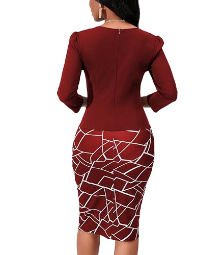 Image of Yajedo Women's Reto Bodycon Midi Dresses 3 /4 Sleeve Church Wear to Work Business Pencil Dress