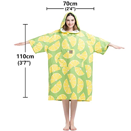 Hiturbo Womens Beach Surfing Swimming Robe, Light Weight Wetsuit Changing Towel Poncho with Hood
