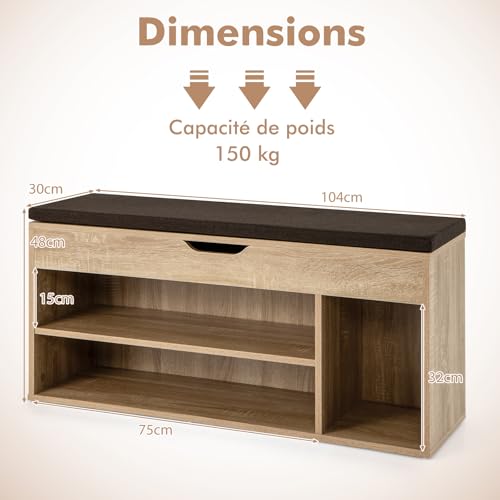 Banc à chaussures avec rangement caché pour libérer de l'espace au sol