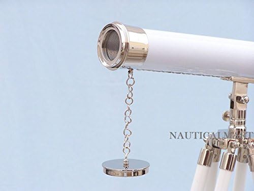 Nauticalmart Floor Standing Chrome Leather Harbor Master Telescope 50"