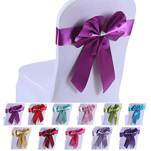 Lazos para sillas de piel sintética decorativos color morado pack de 30 JK 3